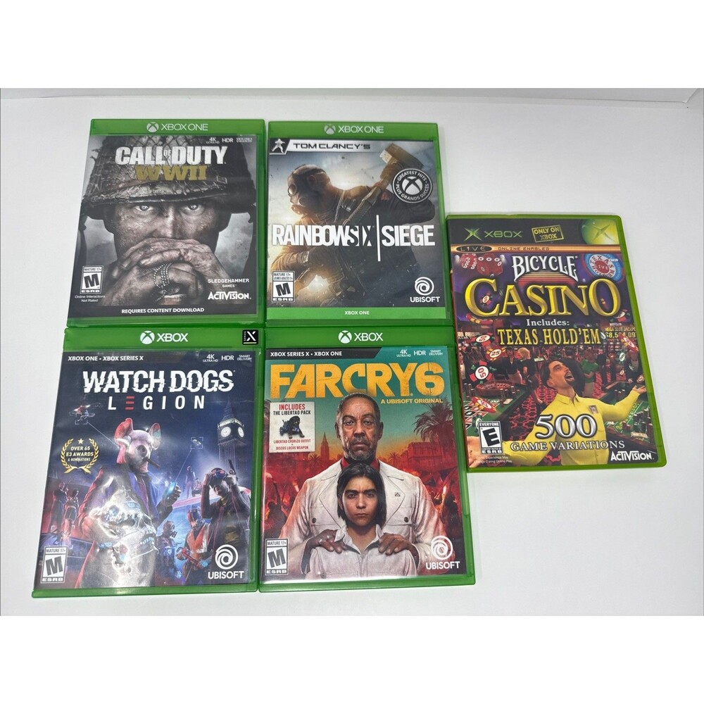 Xbox One Game Lot of 5 - Far Cry 6 Watchdog Legion Rainbow Six Siege Call of Dut